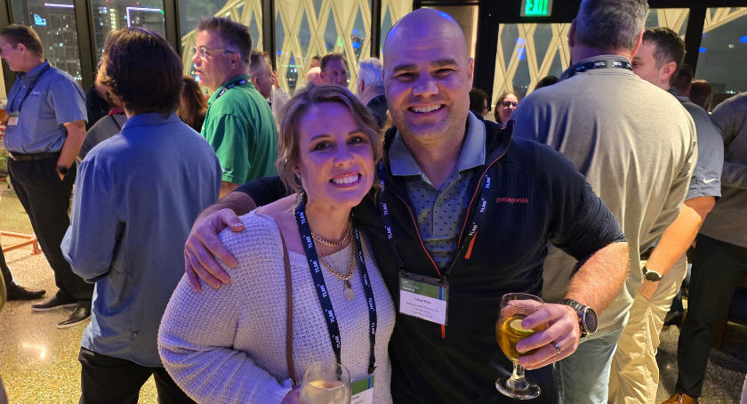 Wausau Coated Products' Erika Gunter and Adam Frey on the opening night of the event.